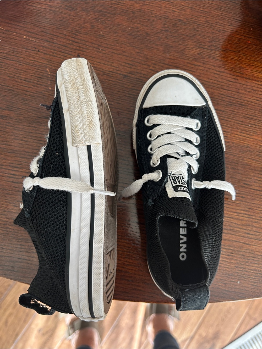 Converse Black and White Low-Top Knit Sneakers
